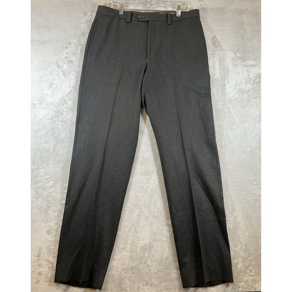 Lauren Ralph Lauren Trouser Pants Men 34x34 Gray 100% Wool Straight Leg Fit Prep - Picture 1 of 7
